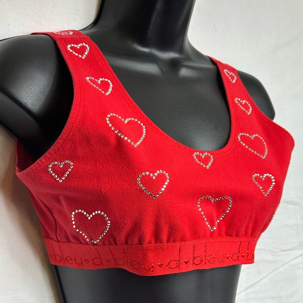 dbleudazzled silver heart sports bra